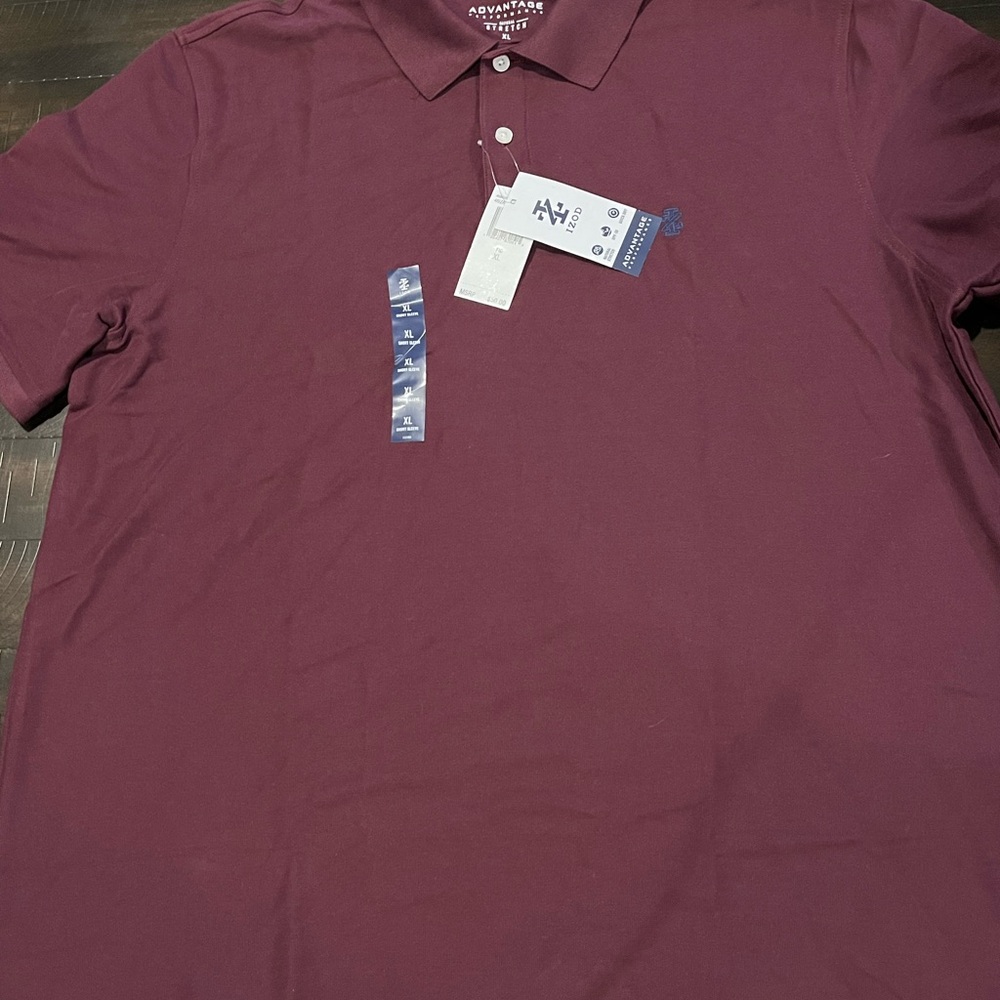 Izod Men's Dark Red Polo Shirt XL Stretch new with tags